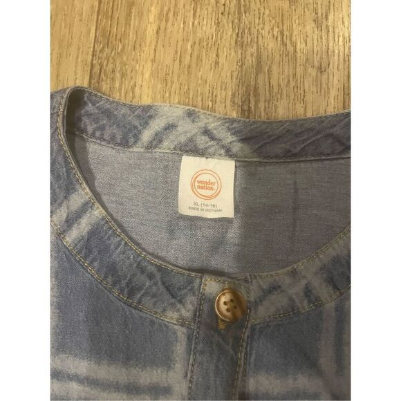 Wonder Nation XL Girls Dress Blue White Stripes Pockets New - Picture 4 of 6